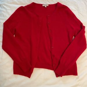 Red Cashmere Cardigan Sweater